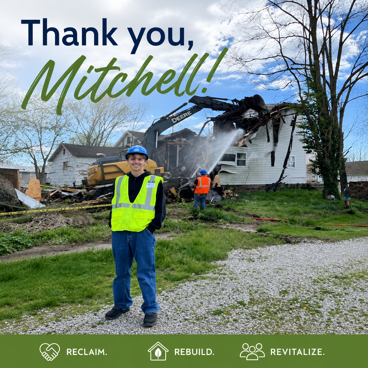 image of Mitchell at a Land Bank demolition site.